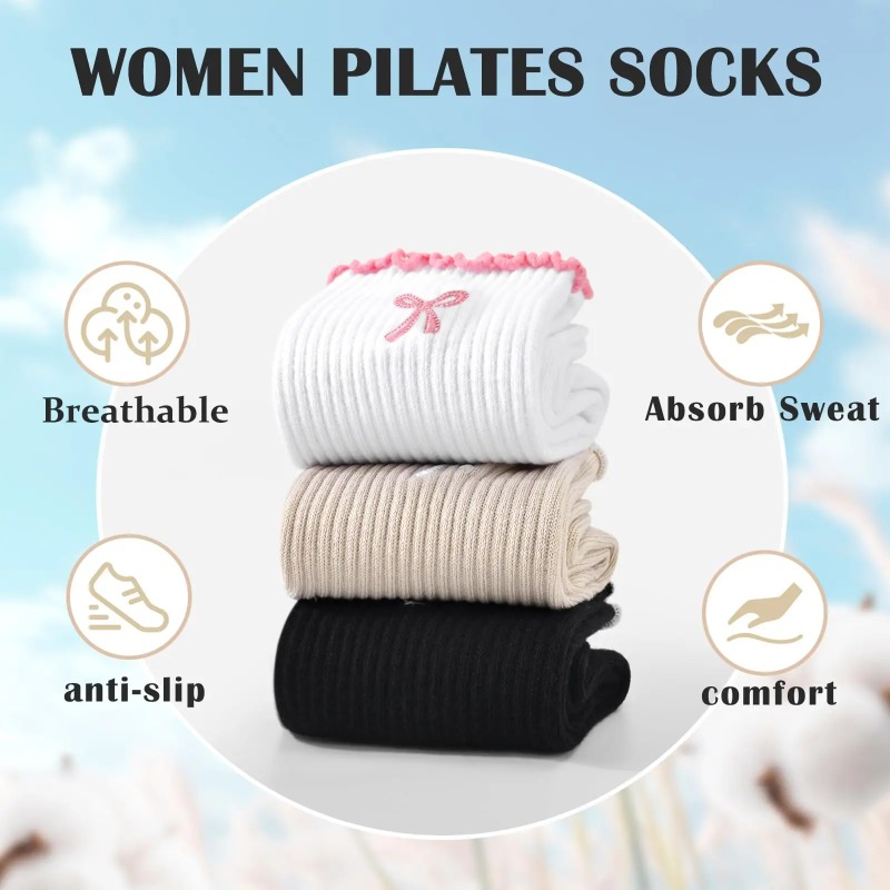 Pilates & Yoga Unleashed Studio - Profesyonel Yoga Çorapları, Pamuklu Kayışlı Silikon