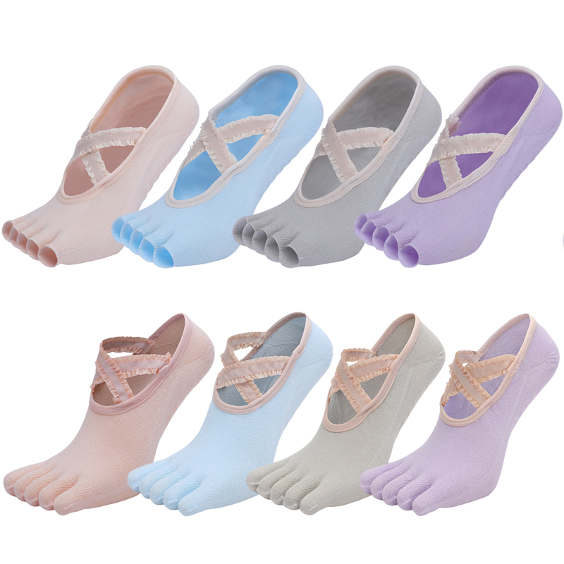 Pilates Yoga Grip Socks - Beş parmak Yoga çorap dantel çapraz