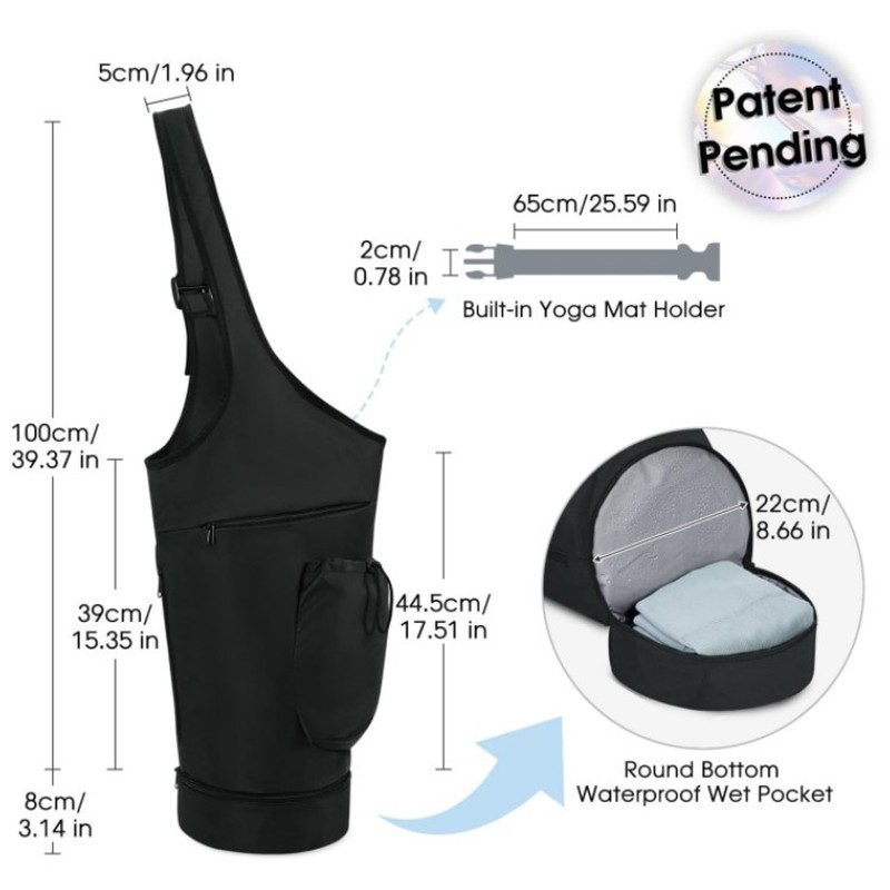 Geniş açıklıklı, uzun saplı yo - Yoga Mat Bag Carrier incelemesi ve fiyatı